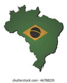 some old vintage map with flag of brazil