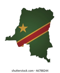 some old vintage map with flag of congo
