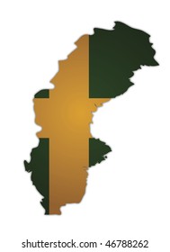 some old vintage map with flag of sweden