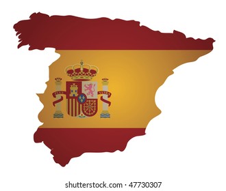 some old vintage map with flag of spain