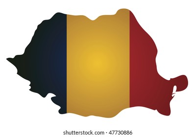 some old vintage map with flag of romania