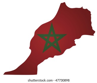 some old vintage map with flag of morocco
