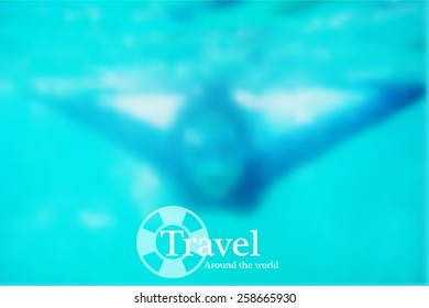 some one is diving under the sea as blur background
