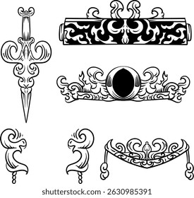some ornaments with traditional carvings