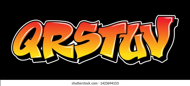 Some part of the letters graffiti inspiration from alphabet decorative lettering vandal street art free wild style on the wall city urban by using aerosol spray paint. Underground hip hop type vector.
