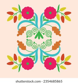 Some parts of suzani carpet - traditional textile product. Digital patterns for creating beautiful fabrics. Using in the fashion industry and home interior decorating. Uzbekistan culture. 