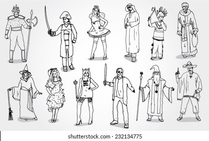 Some People in Different Mascarade Costumes