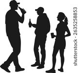 Some people drinking silhouette style vector image