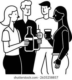 Some people drinking silhouette style vector image