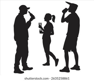 Some people drinking silhouette style vector image