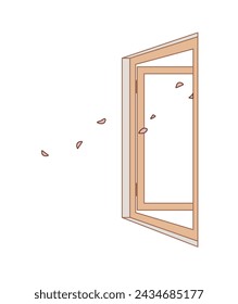 Some pink petals are coming in through the window. spring vibes illustration