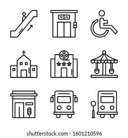 Some public service icons are made of lines, most of them from everyday life