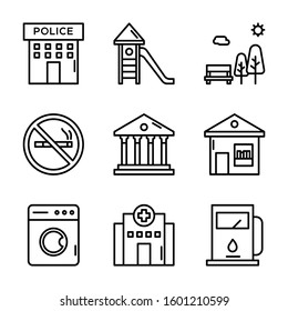 Some public service icons are made of lines, most of them from everyday life