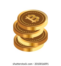 some randomly arranged bitcoins. 3d vector