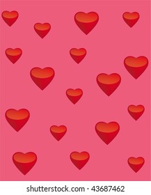 Some red hearts on a pink background
