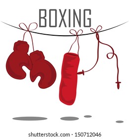 some red tools of boxing in a white background