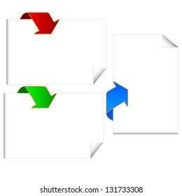 Some sheets with arrows on a white background. Vector illustration