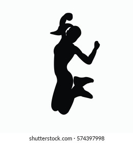 Some silhouettes of jumping girls .