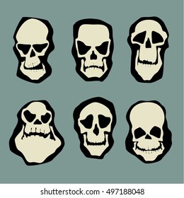 Some skull characters and emotions set. Vector graphics.