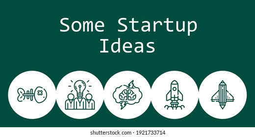 some startup ideas background concept with some startup ideas icons. Icons related idea, startup, fishbone, brainstorming