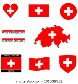 Some Switzerland flags and a map