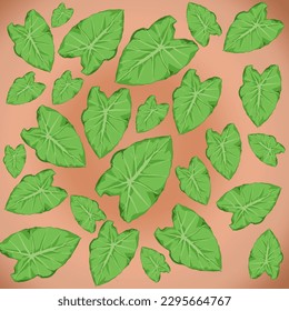 some taro leaves on a brown background