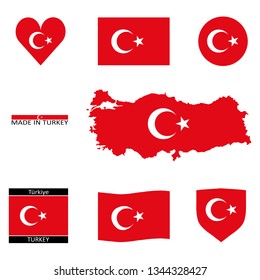 Some turkish flags and a map