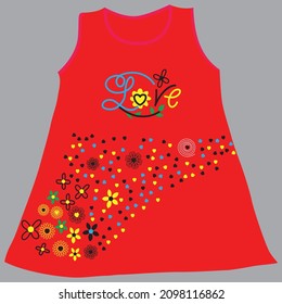 Some typography with a flock of flowers in vector for children's cloths and template design.