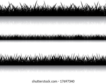 Some variants of an illustration with the image of a black grass with reflection