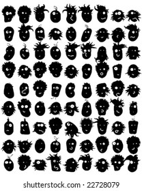 Some various funny faces - Vector - Also available as a JPG