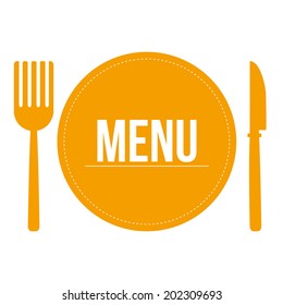 some yellow silhouettes of dishes and utensils for menu design