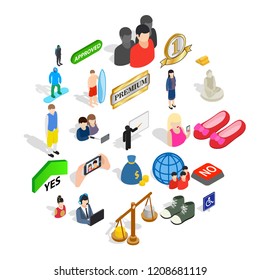 Somebody icons set. Isometric set of 25 somebody vector icons for web isolated on white background