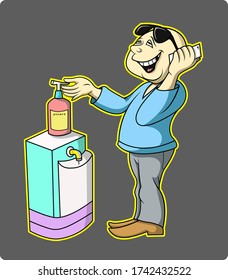 someone is calling while cleaning hands
