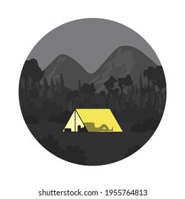 Someone was camping in the dark forest.