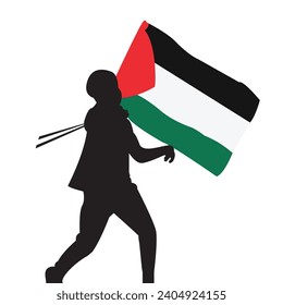 Someone celebrating Palestinian independence, celebrating victory silhouette icon.