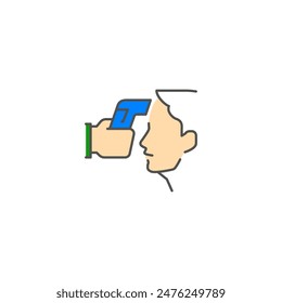 someone is checked with a temperature measuring device, Simple vector, color line icon, illustration.