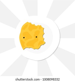 Someone continues to eat a pancake. Pancake feels depressed. Vector Illustration For Shrovetide. 