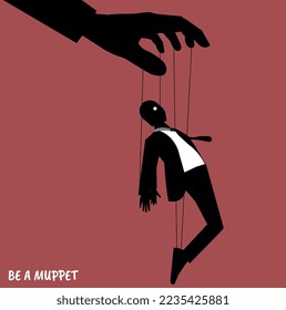 Someone Controlling A Man Using Ropes Vector