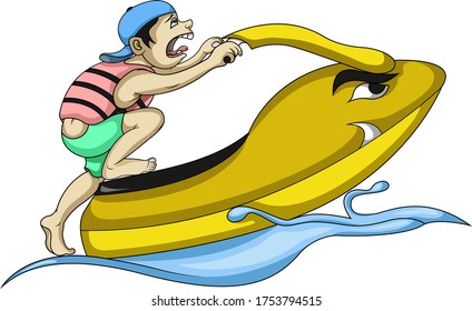 someone is learning to play jet ski on the beach 