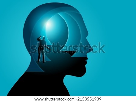 Someone is peeking and trying to get into the complicated layers of human brain, searching ideas, imagination and psychological concept