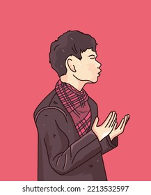 someone with a scarf praying