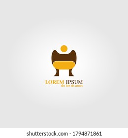 someone sits on a comfortable single sofa. furniture logo type