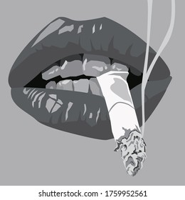 Someone Smoking Black White Lips Stock Vector (Royalty Free) 1759952561 ...