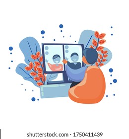 someone uses a computer to communicate with his friends