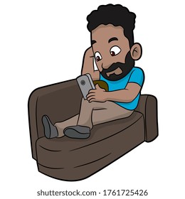 Someone Using a Smartphone at Home