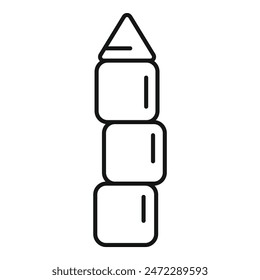 Someone using their imagination while building a tall tower with blocks