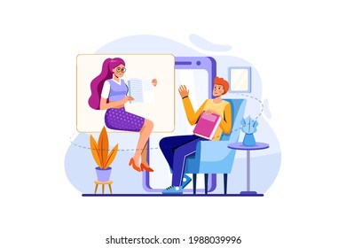 Someone video call with him Illustration concept. Flat illustration isolated on white background.