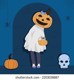 someone wearing a halloween costume with a pumpkin mask for the halloween graphic source