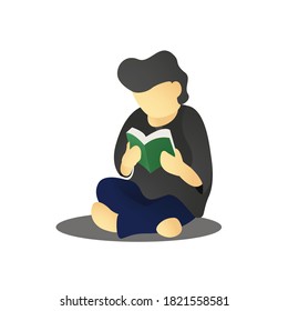 Someone who is reading a book while sitting.