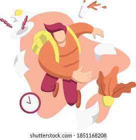 Someone who rushing the time because he was late